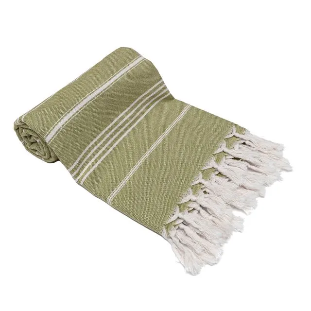 Organic Turkish Bath Beach Towels 100% Organic Cotton Pre-washed and Super Soft Olive Green