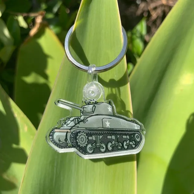 WWII M4A1 Sherman Tank Keychain