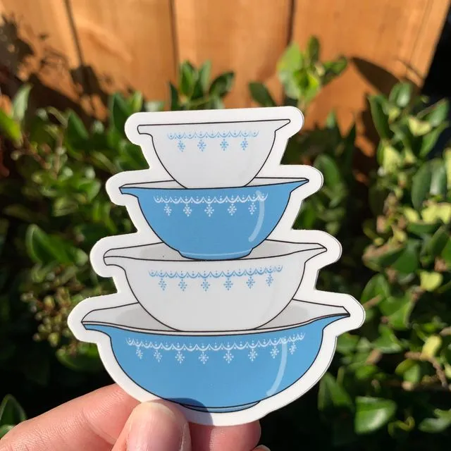 Vintage Pyrex Cinderella Bowls Sticker - Blue Snowflake