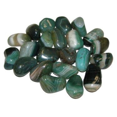 Agate Polished Tumblestone - Green Banded Healing Crystals