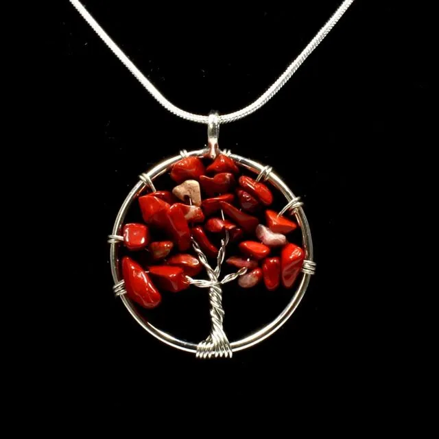 Red Jasper Tree Of Life Pendant With Chain