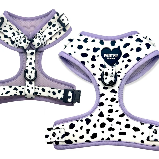 Lavender Purple Dalmatian Adjustable Dog Harness