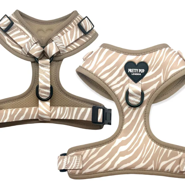 Beige Latte Zebra Adjustable Dog Harness