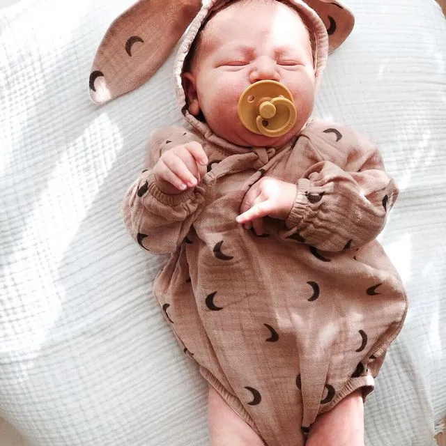 Brown Bunny Organic Muslin Baby Clothing Set