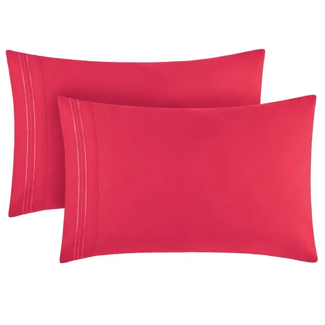 Mellanni King Pillowcase Set Iconic Collection Microfiber Hot Pink, 2 Count