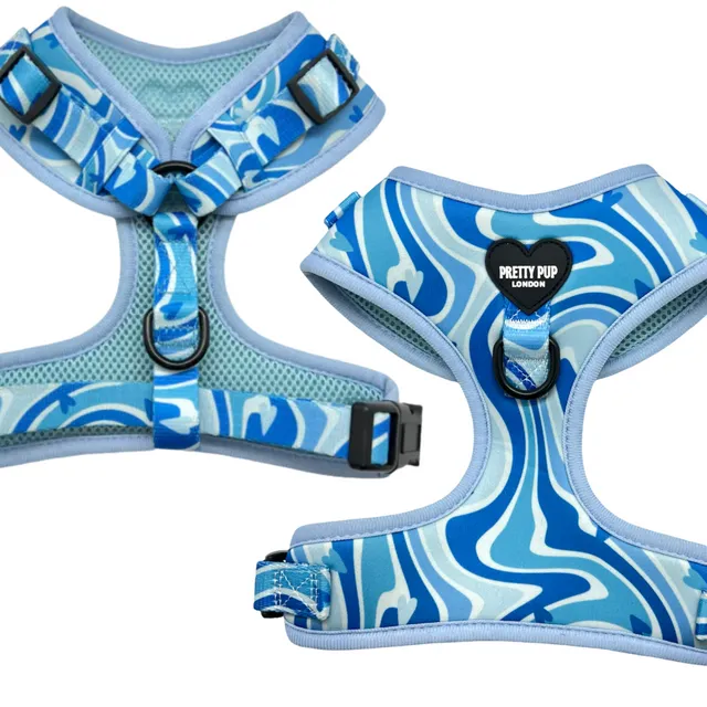 Blue 70s Swirl Adjustable Dog Harness
