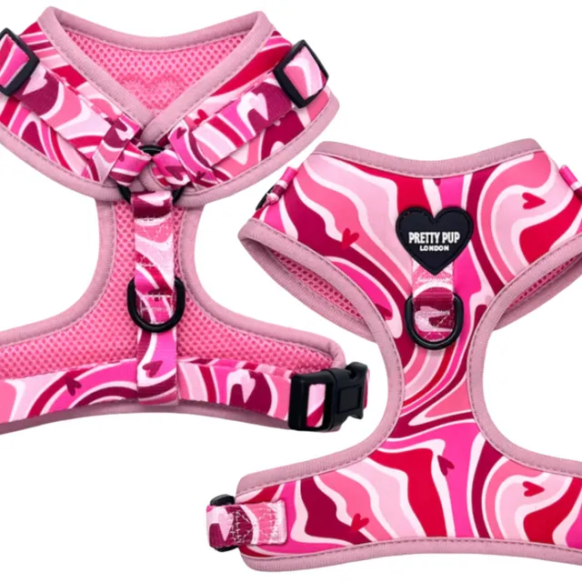 Pink 70s Swirl Adjustable Dog Harness