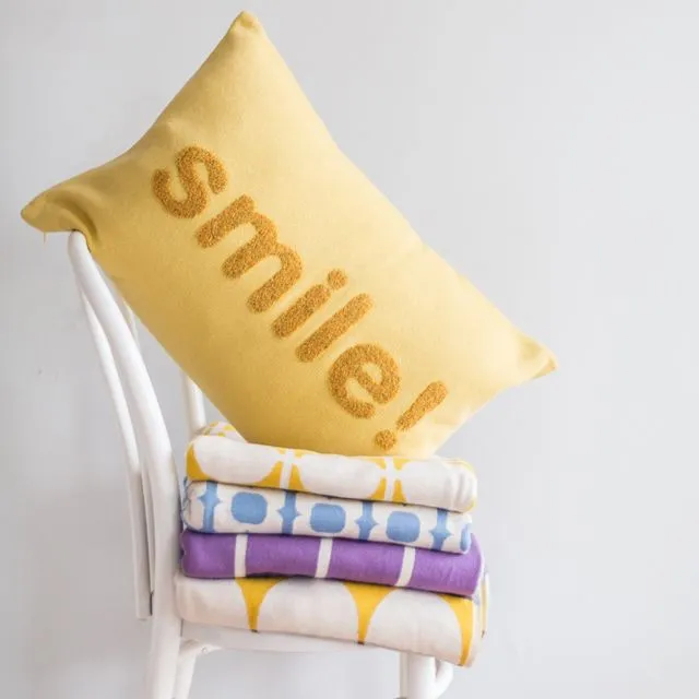 New! Smile Pillow-cover Yellow