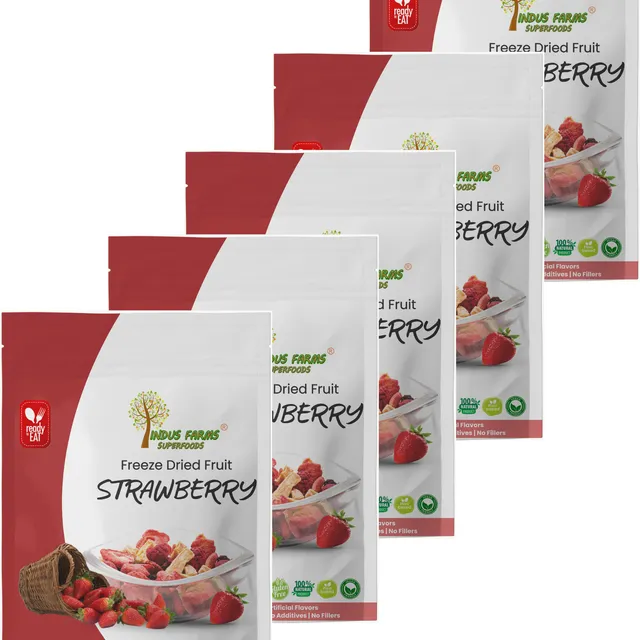 100% Pure Freeze Dried Strawberry, Ready-to-Eat Fruit, Pack of 10