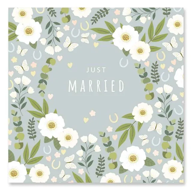 Just Married | Floral Wedding Card
