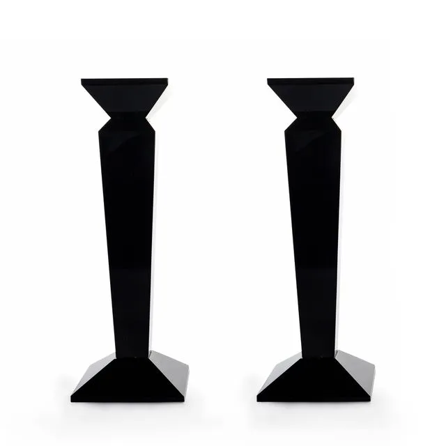 Pair of 11” Sleek Solid Crystal Candlesticks