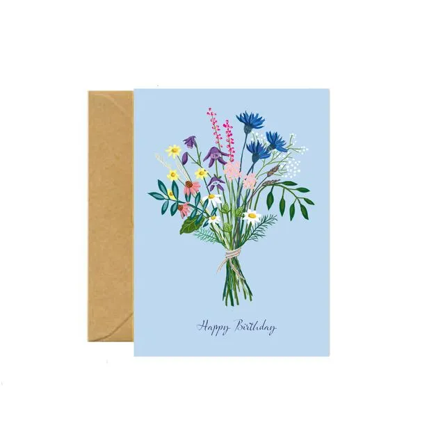 Wildflower Bouquet Birthday Greetings Card