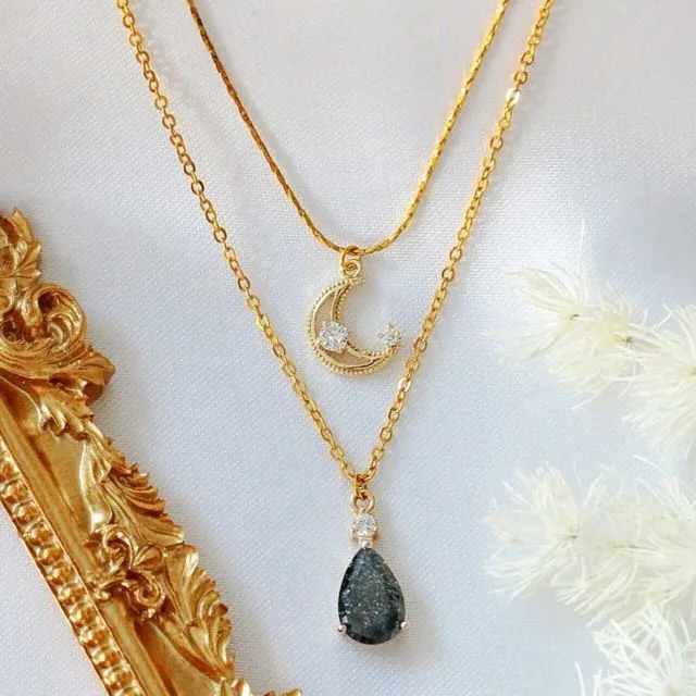 “Sweet Moon” | 18K Two Layers Necklace