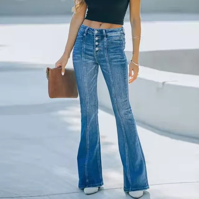 Mid-Waisted All-Match Flared Jeans