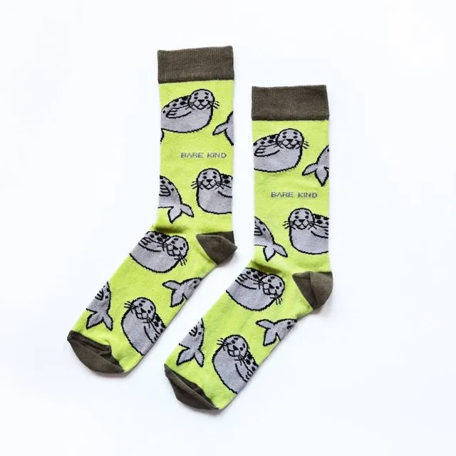 Seal Socks | Bamboo Socks | Summery Green Socks