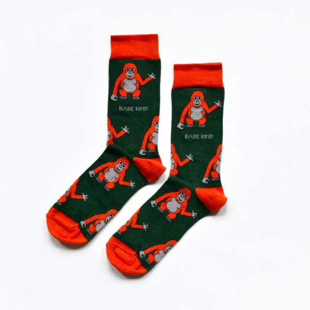 Orangutan Socks | Bamboo Socks | Green Socks | Borneo Socks