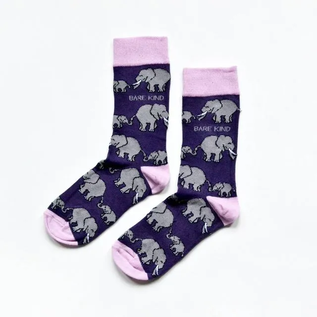 Elephant Socks | Bamboo Socks | Purple Socks