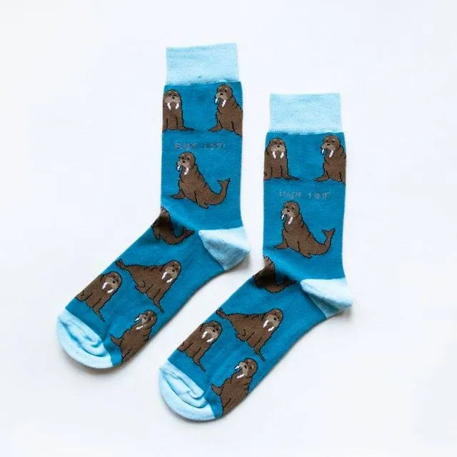Walrus Socks | Bamboo Socks | Navy Socks | Cold Socks