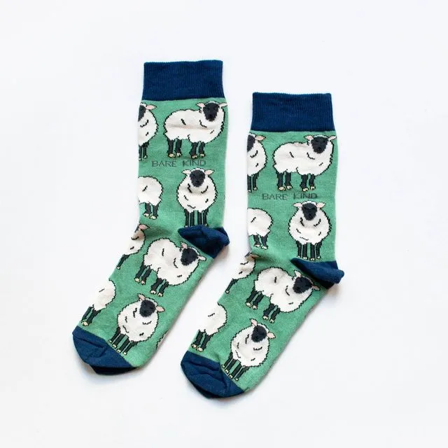 Sheep Socks | Bamboo Socks | Green Socks | Farm Socks