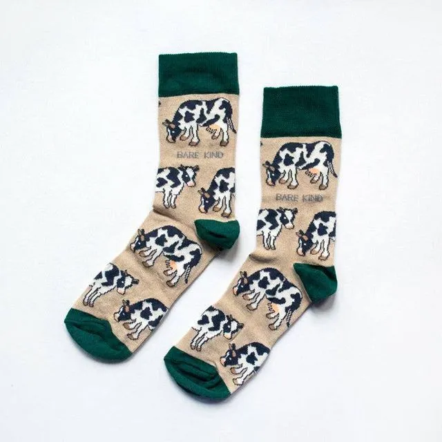 Cow Socks | Bamboo Socks | Beige Socks | Farm Socks