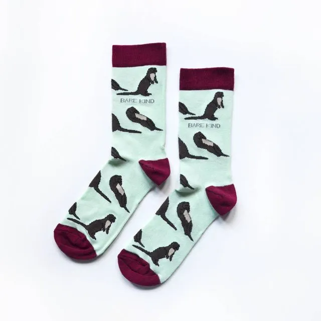 Otter Socks | Bamboo Socks | Pastel Green Socks