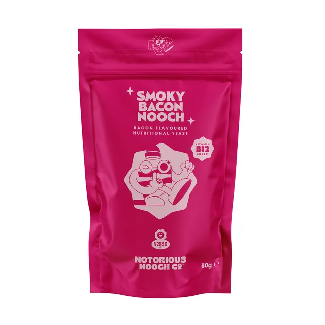 Smoky bacon Seasoning - Vegan Smoky Bacon flavoured nutritional yeast with B12 Case (12 x 80g)