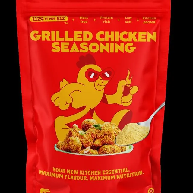Flamed Grilled Chicken Seasoning - Vegan Chicken flavoured nutritional yeast with B12 Case ( 12 x 80g)