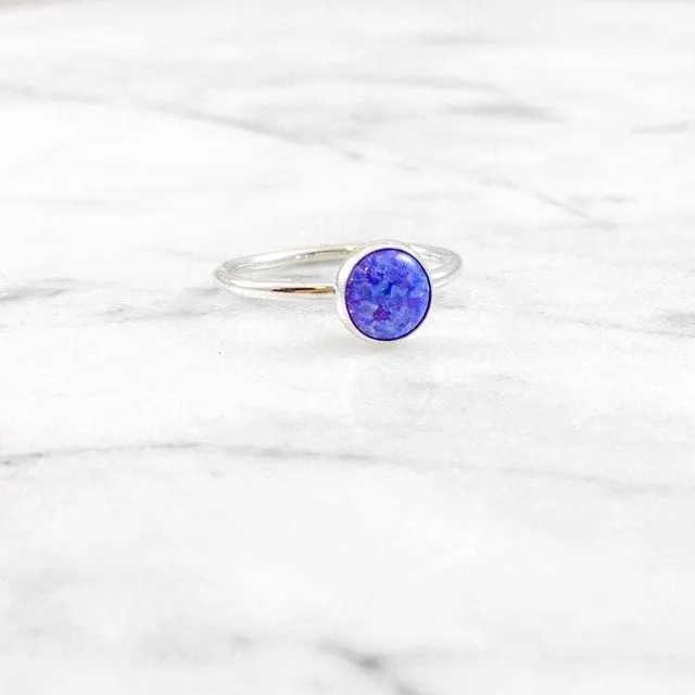 Purple Opal 8mm Gemstone Ring