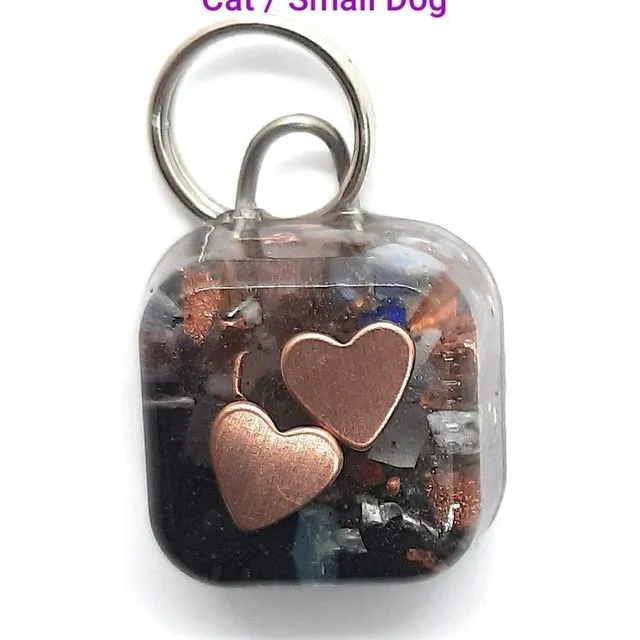 Small Pet Charms EMF Protection - Two Hearts - Split Ring