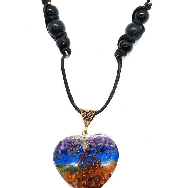 Orgone Heart Necklace EMF 5G Protection - 7 Layer Chakra Heart