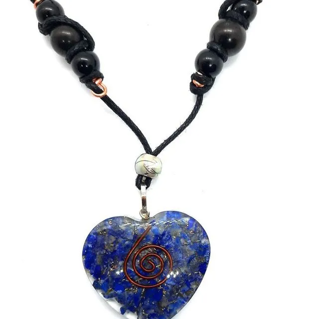 Orgone Heart Necklace EMF 5G Protection - Lapus Lazuli Heart