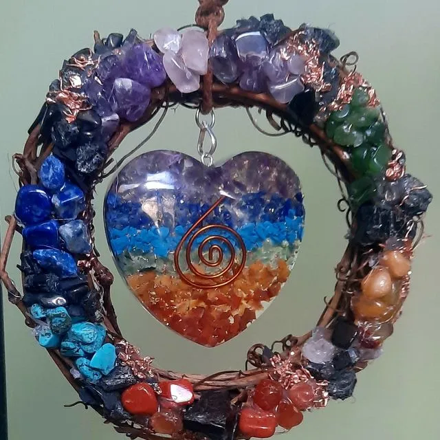 Sun Catcher Orgone Heart - 7 Layer Chakra Crystals