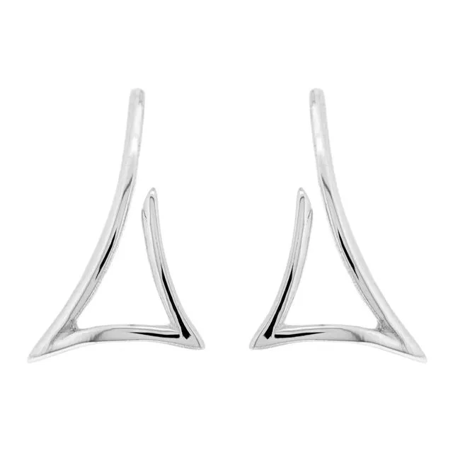 Sterling Silver Abstract Triangle Stud Earrings with Presentation Box