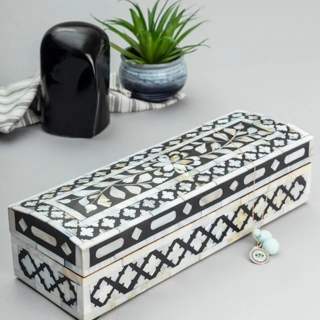 Jodhpur Mother of Pearl Decorative Box - Black, Small