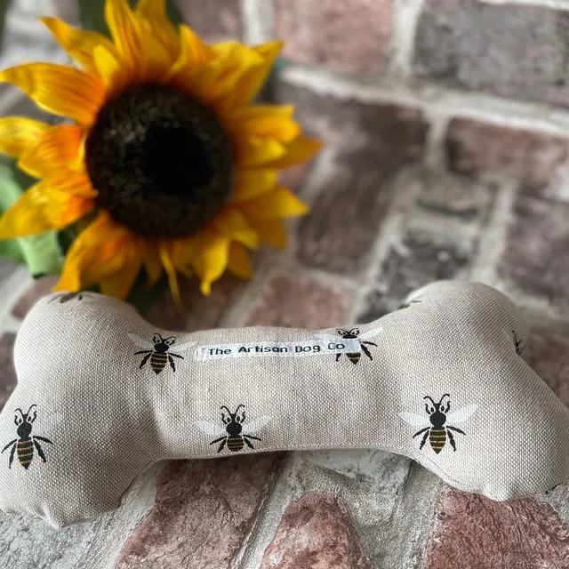 Handcrafted Toy Squeaky Dog Bone (Honey Bee Collection)