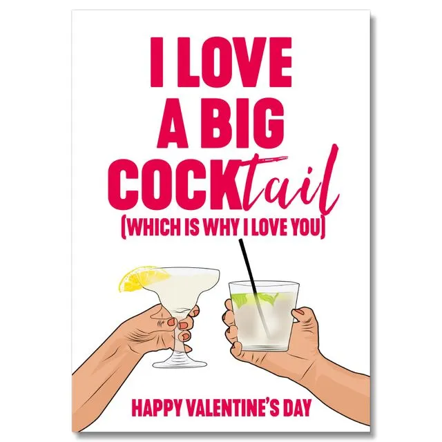 I Love A Big Cocktail Card PACK OF 6 - A5