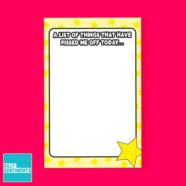 Yellow Pissed Off Tear Off Notepad A6