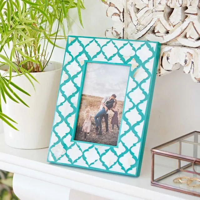 Kajol Teal Mother of Pearl Photo Frame 6 x 4