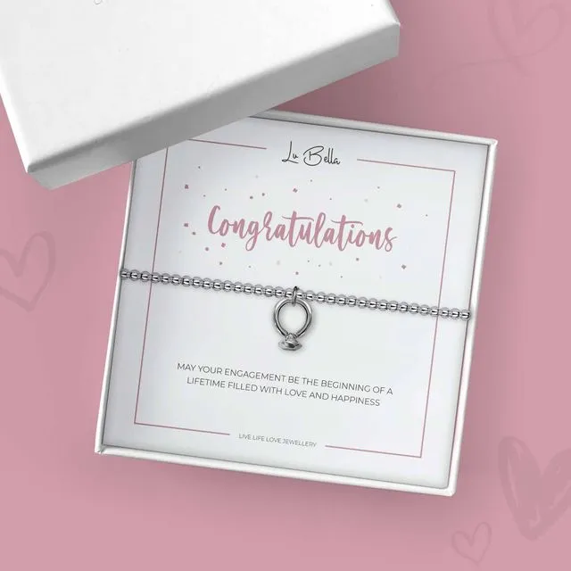 Congratulations (Wedding Engagement) Boxed Charm Sentiments Bracelet | Jewellery Gifts For Women