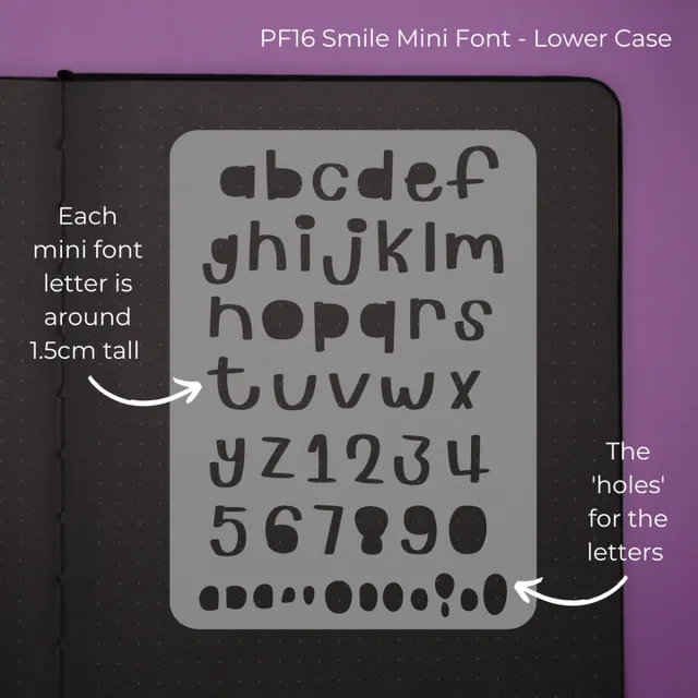 Pocket Font Stencil - Smile Lower Case