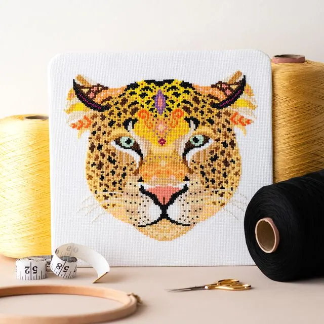Mandala Leopard Cross Stitch Safari Animal Sewing Craft Kit