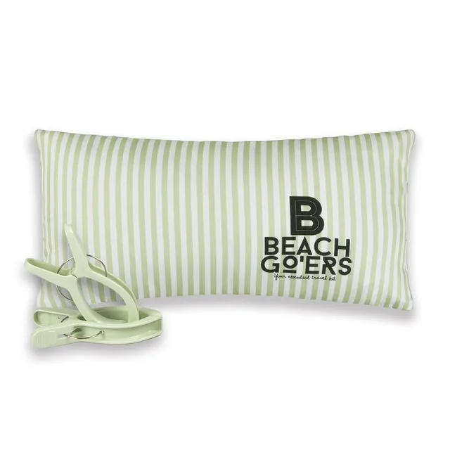 Waterproof Beach Chair Pillow and Towel Clips Set | Pastel Green
