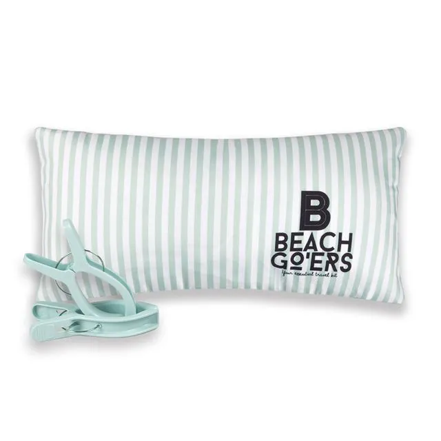 Waterproof Beach Chair Pillow and Towel Clips Set | Pastel Blue