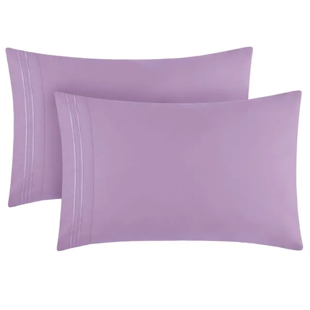Mellanni Standard Pillowcase Set Iconic Collection Microfiber Violet, 2 Count