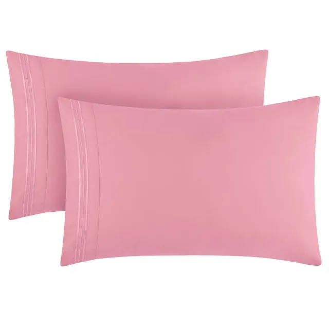 Mellanni King Pillowcase Set Iconic Collection Microfiber Pink, 2 Count