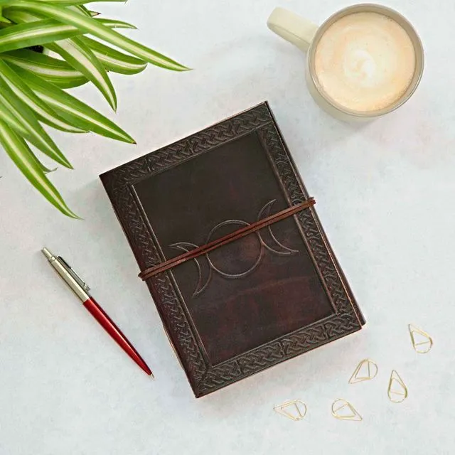 Fair Trade Three Moons Leather Journal