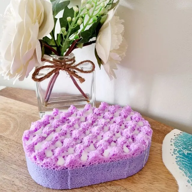 Violet Sparkle Soap Infused Exfoliating Massage Sponge