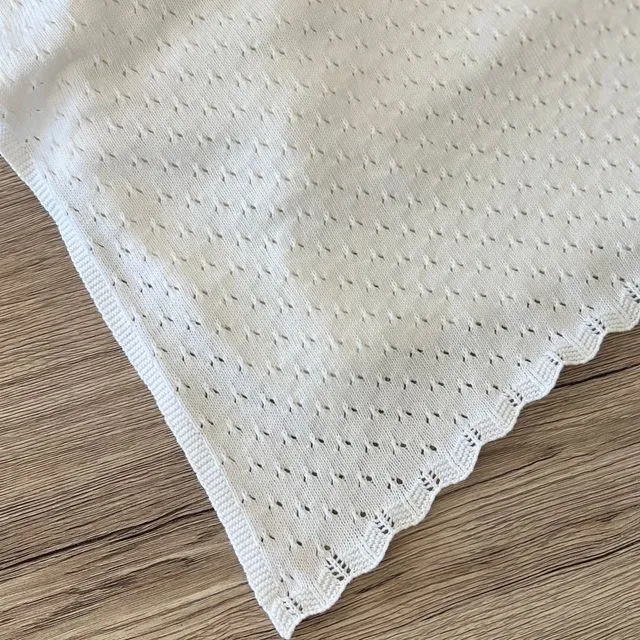 Organic Cotton Pointelle Baby Christening Blanket