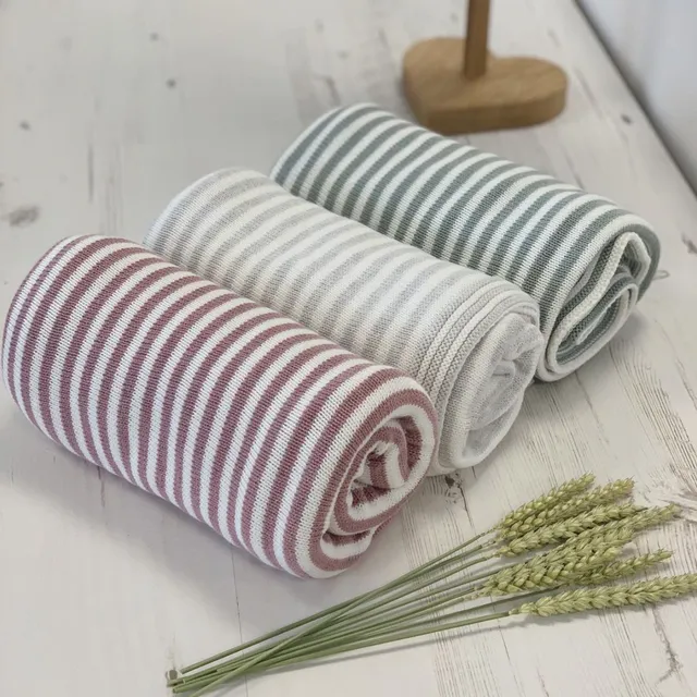 Organic Cotton Striped Knitted Baby Blanket