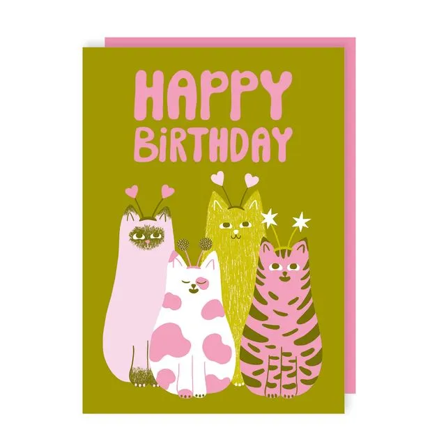Deeply Cat Birthday Card Pack of 6
